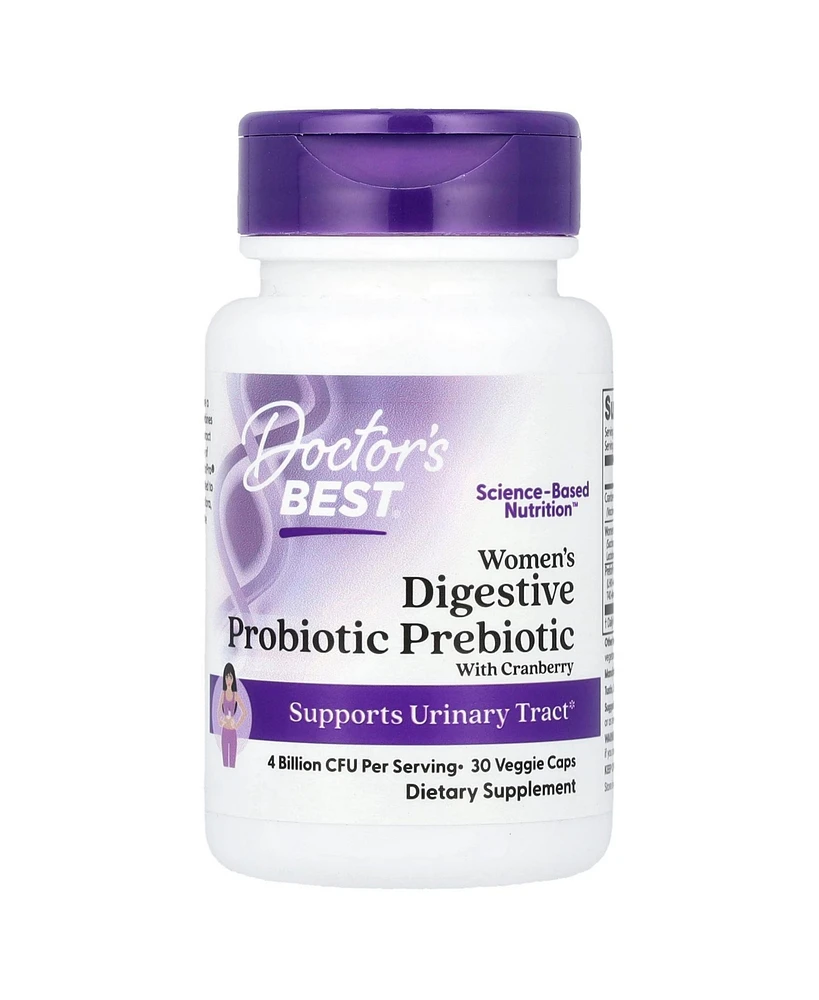 Doctor's Best Women's Digestive Probiotic Prebiotic With Cranberry 4 Billion Cfu