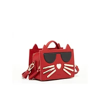 Susu Leather Cat Bag Red Crossbody