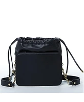 Susu The Patricia Black Leather Bucket Bag Snakeskin Design