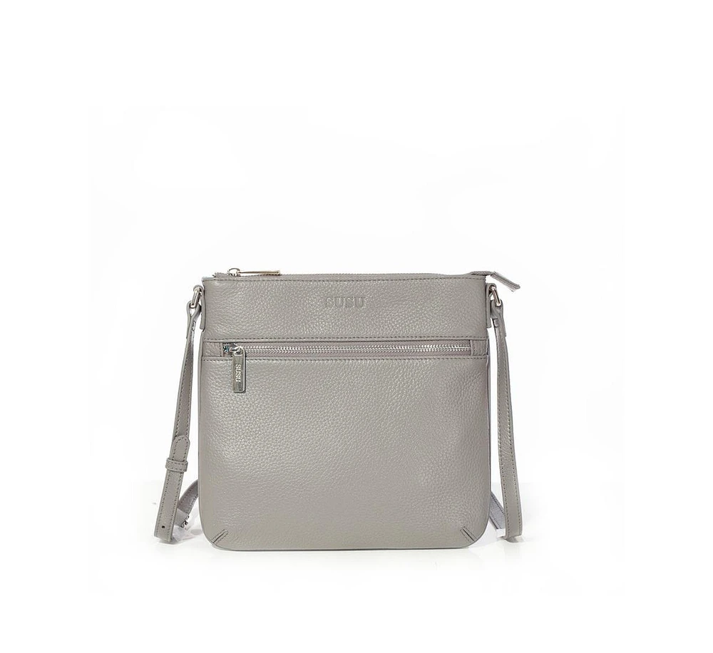 Susu Gray Leather Crossbody Bag