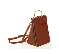 Susu Brown Leather Backpack Purse for Women Unique Convertible Crossbody Bag