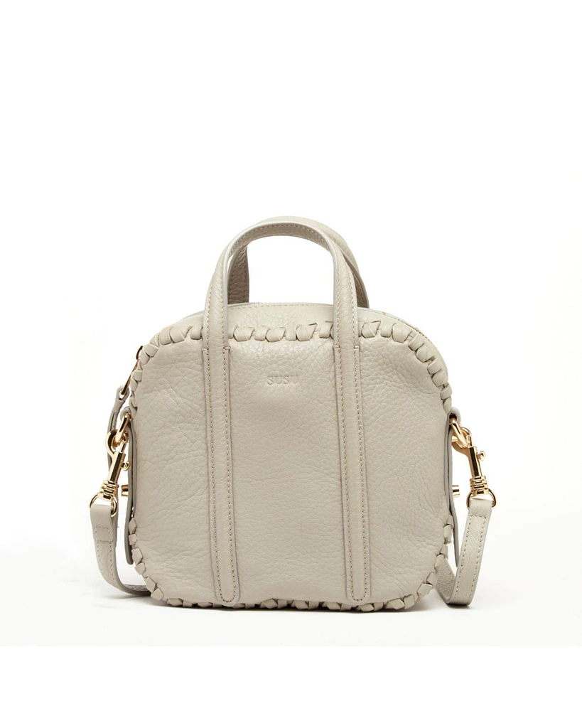 Susu The Evelyn Gray Leather Crossbody Bag