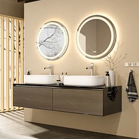 Luvodi 24" Round Shape Led Bathroom Mirror Anti-Fog Wall Mounted Backlit Vanity Mirror