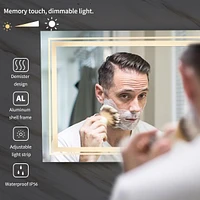 Luvodi 55.1 x 27.5 In Wall Mounted Bathroom Mirror Anti-fog Led Vanity Mirror for Home Hotel Salon