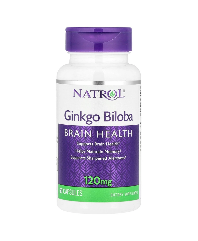 Natrol Ginkgo Biloba, 120 mg, 60 Capsules, Herbal Supplements
