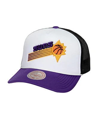 Mitchell & Ness Men's White Phoenix Suns Hardwood Classics Blocker Foam Front Trucker Snapback Hat