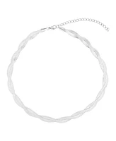 Adornia Tarnish Resistant Silver Plated Twisted Herringbone Chain Necklace