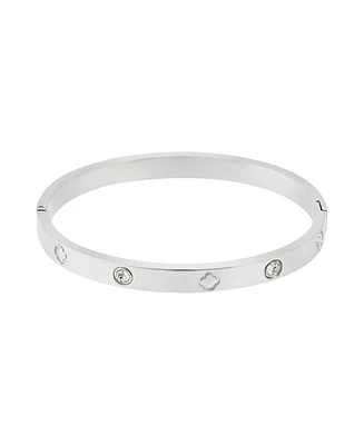 Adornia Tarnish Resistant Cubic Zirconia and Clover Bangle Bracelet
