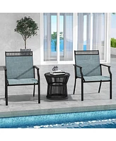 Gymax Patio Dining Chairs Set of 4 All Weather Outdoor Chairs w/ High Back & Armrests