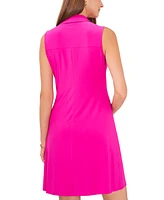 Msk Petite Collarless Sleeveless Spread-Collar Shift Dress