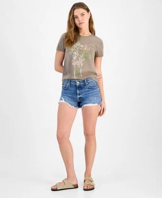 Lucky Brand Embroidered T Shirt Cutoff Denim Shorts