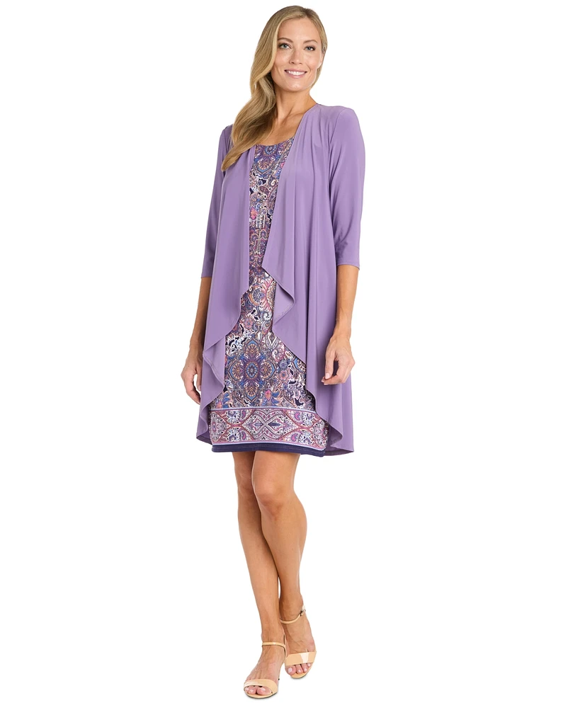 R & M Richards Petite 2-Pc. Jacket Printed Dress Set