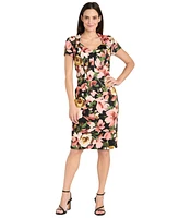 R & M Richards Petite Floral-Print Short-Sleeve Dress