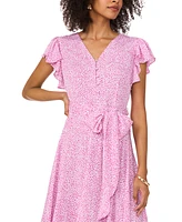 Vince Camuto Women's Printed Flutter-Sleeve Handkerchief Dress