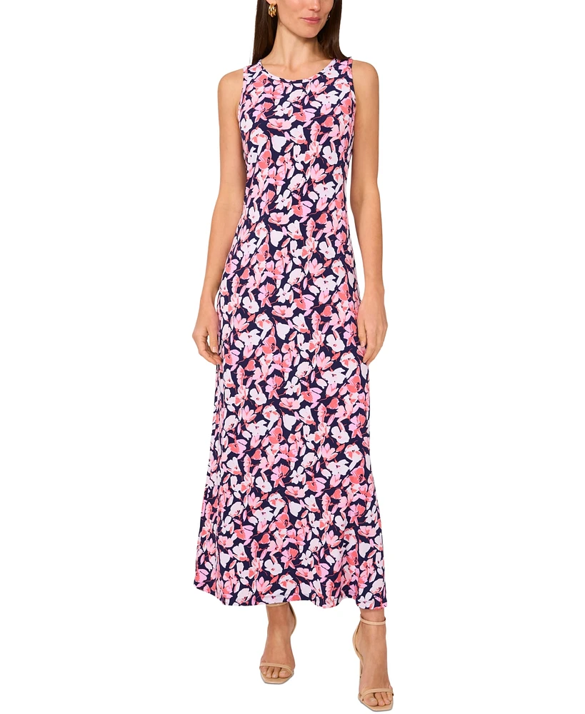 Vince Camuto Women's Floral-Print Back-Slit Sleeveless Maxi Dress