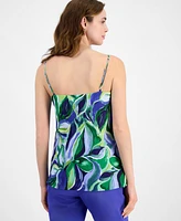 Tahari Asl Women's Printed Draped-Front Sleeveless Top