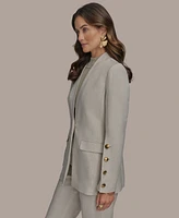 Donna Karan New York Women's Linen-Blend Button-Sleeve Blazer