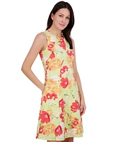 Vince Camuto Petite Printed Jewel-Neck Sleeveless Dress