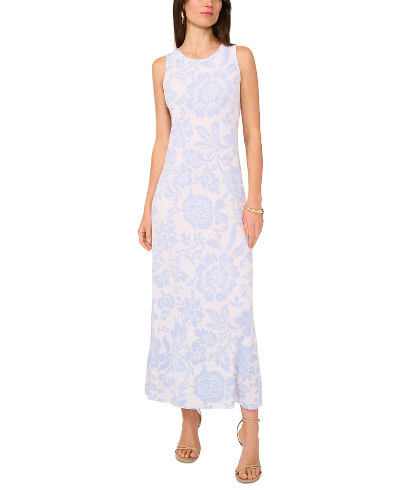 Vince Camuto Women's Floral Sleeveless Keyhole-Back Crewneck Maxi Dress