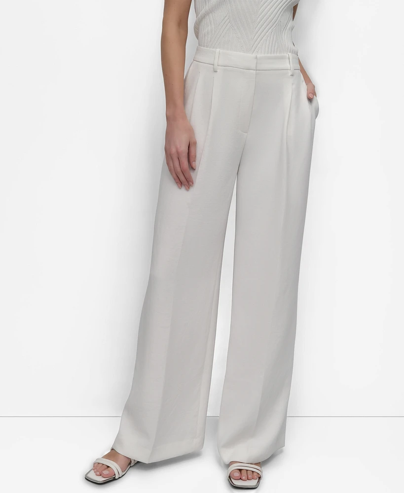 Dkny Women's High-Rise Pleat-Front Wide-Leg Pants