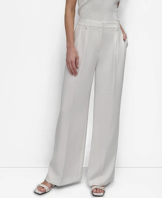 Dkny Women's High-Rise Pleat-Front Wide-Leg Pants
