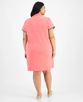 Tommy Hilfiger Plus Cotton Puff-Sleeve Polo Dress