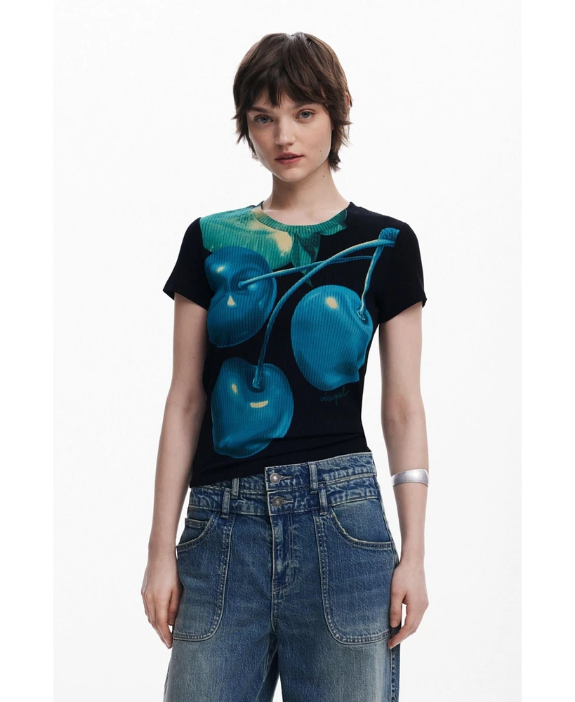 Desigual Women's Cherry Perkins collar T-shirt