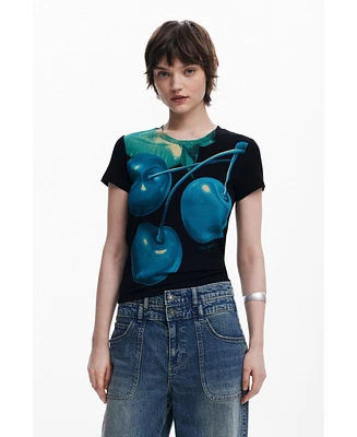 Desigual Women's Cherry Perkins collar T-shirt