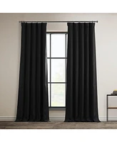 Half Price Drapes Essential Black Textured Faux Linen Room Darkening Curtain