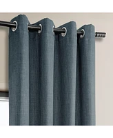 Half Price Drapes Reverie Blue Grommet Textured Faux Linen Room Darkening Curtain