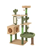 Gymax 59'' Cactus Cat Tree for Indoor Cats w/ Sisal Scratching Posts & Board Condo