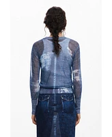 Desigual Women's Denim-effect sweater