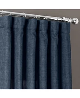 Half Price Drapes Sergeants Blue Italian Faux Linen Room Darkening Curtain