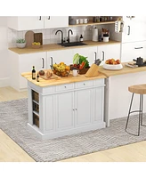Kitchen Island with Ample Storage and 3-Level Adjustable Shelves for Organizing