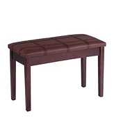 Solid Wood Pu Leather Piano Double Storage Keyboard Bench
