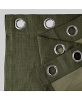 Half Price Drapes Khaki Green Grommet Textured Faux Linen Room Darkening Curtain