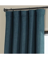 Half Price Drapes Story Blue Textured Faux Linen Room Darkening Curtain