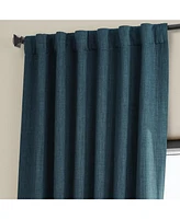 Half Price Drapes Story Blue Textured Faux Linen Room Darkening Curtain