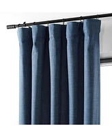 Half Price Drapes Dark Blue Performance Linen Hotel Blackout Curtain