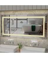 Luvodi 41.3 x 19.7 In Rectangular Led Backlit Illuminated Bathroom Mirror Wall Mounted Makeup Mirror