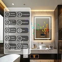 Luvodi 23.6 x 31.5 In Smart Led Lighted Bathroom Mirror with Bluetooth Speaker, Front-lit, Backlight