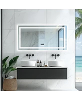 Luvodi 47 x 23 In Large Bluetooth Led Bathroom Mirror Smart Wall Vanity Mirror Anti-Fog