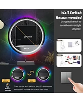 Luvodi 23.6" Round Rgb Backlit Led Bathroom Mirror Dimmable Vanity Mirror with Lights