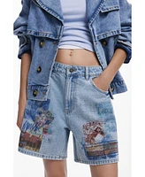 Desigual Women's Etnic denim Bermuda shorts