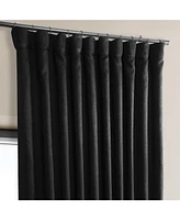 Half Price Drapes Essential Black Extra Wide Textured Faux Linen Room Darkening Curtain