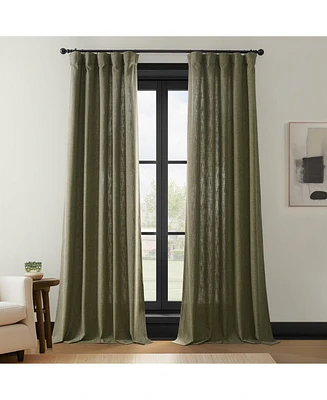 Half Price Drapes Khaki Green Simply Faux Linen Light Filtering Curtain Pair (2 Panels