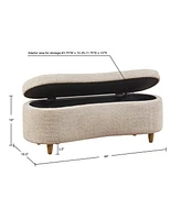 Flip Top Storage Bench in Taupe, Upholstered Storage Ottoman with Solid Wood Legs-The Pop Home