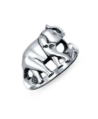 Bling Jewelry Good Luck Elephant Silver Ring in Oxidized Sterling Finish