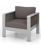 Patio Furniture Aluminum Armchair with Thick Back and Seat Cushion