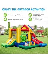 Inflatable Bounce Castle with Double Slides and 735W Blower